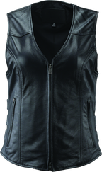 River Road Plains Leather Vest Black Womens - Small
