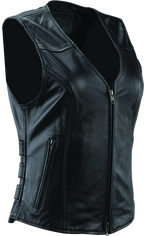 River Road Plains Leather Vest Black Womens - Small