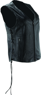 River Road Sapphire Leather Vest Black Womens - Small