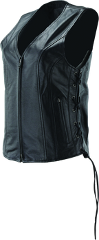 River Road Sapphire Leather Vest Black Womens - Small