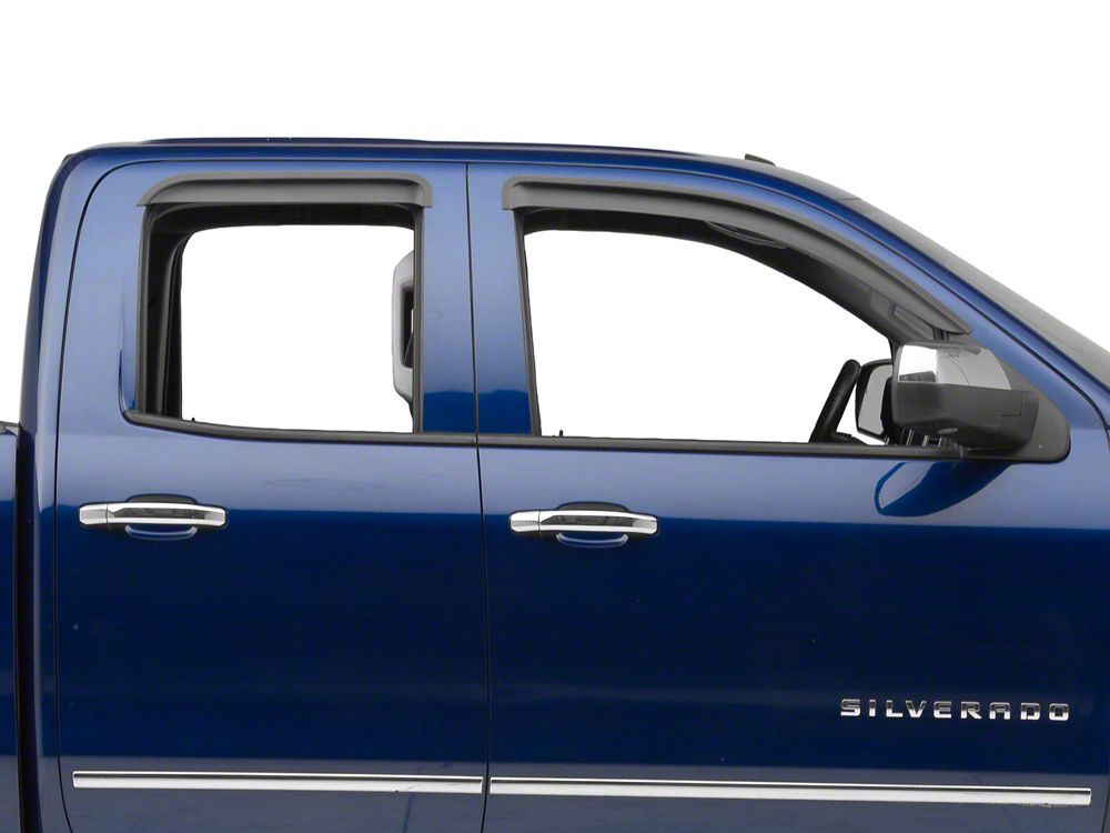 Ventshade 94515 Side Window Visor, Original Ventvisor, Stick-On, Front / Rear, Plastic, Dark Smoke, Crew Cab, GM Fullsize SUV / Truck 2007-13, Kit