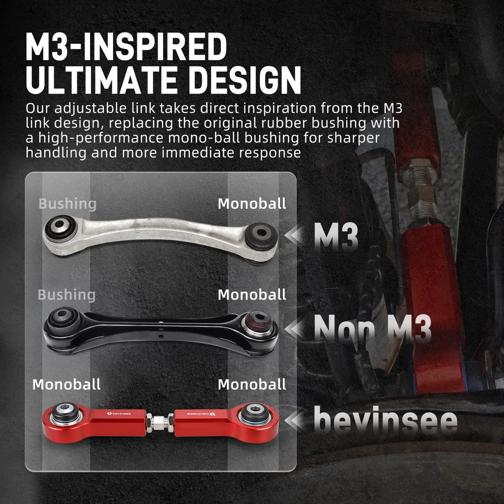 BMW E81 / E82 / E87 / E88 1 Series & E90 / E91 / E92 / E93 3 Series Adjustable Rear Upper Control Arms with Monoball Bushings 2005 - 2013