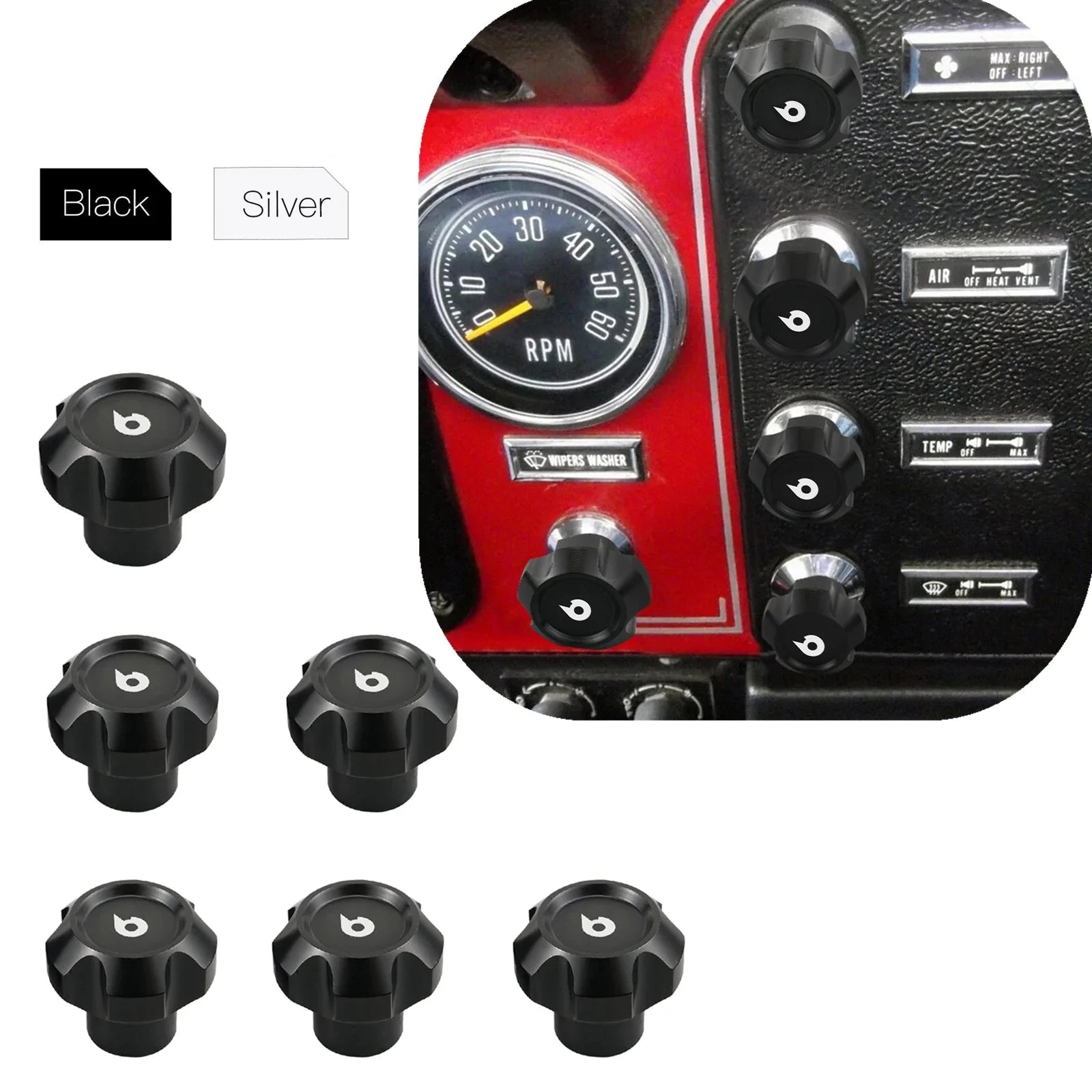 Jeep CJ-5 / CJ-7 / CJ-8 Billet Aluminium Dash Knob Set 1976 - 1986 (6-Piece Set)
