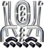 Universal 2.5" Aluminium Turbo Intercooler Piping Kit with Silicone Couplers, U-Pipe & Stainless Steel T-Bolt Clamps