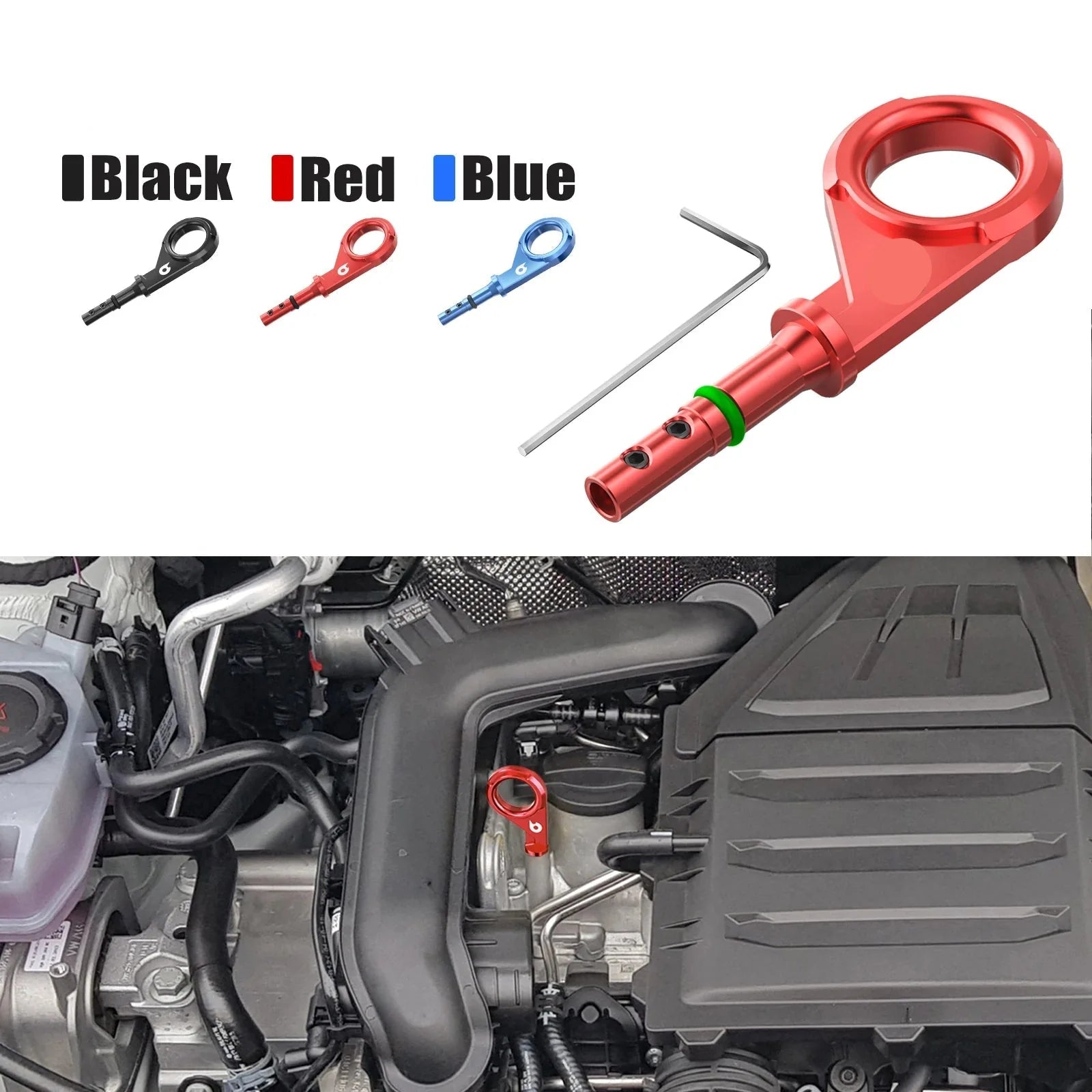 VW Golf MK7 MK8 / Passat / Tiguan / Audi A1 A3 Q2 Q3 / Seat / Skoda EA211 1.0 1.4 TSI Billet Aluminum Oil Dipstick Handle 04E115611AC 2008 - 2024