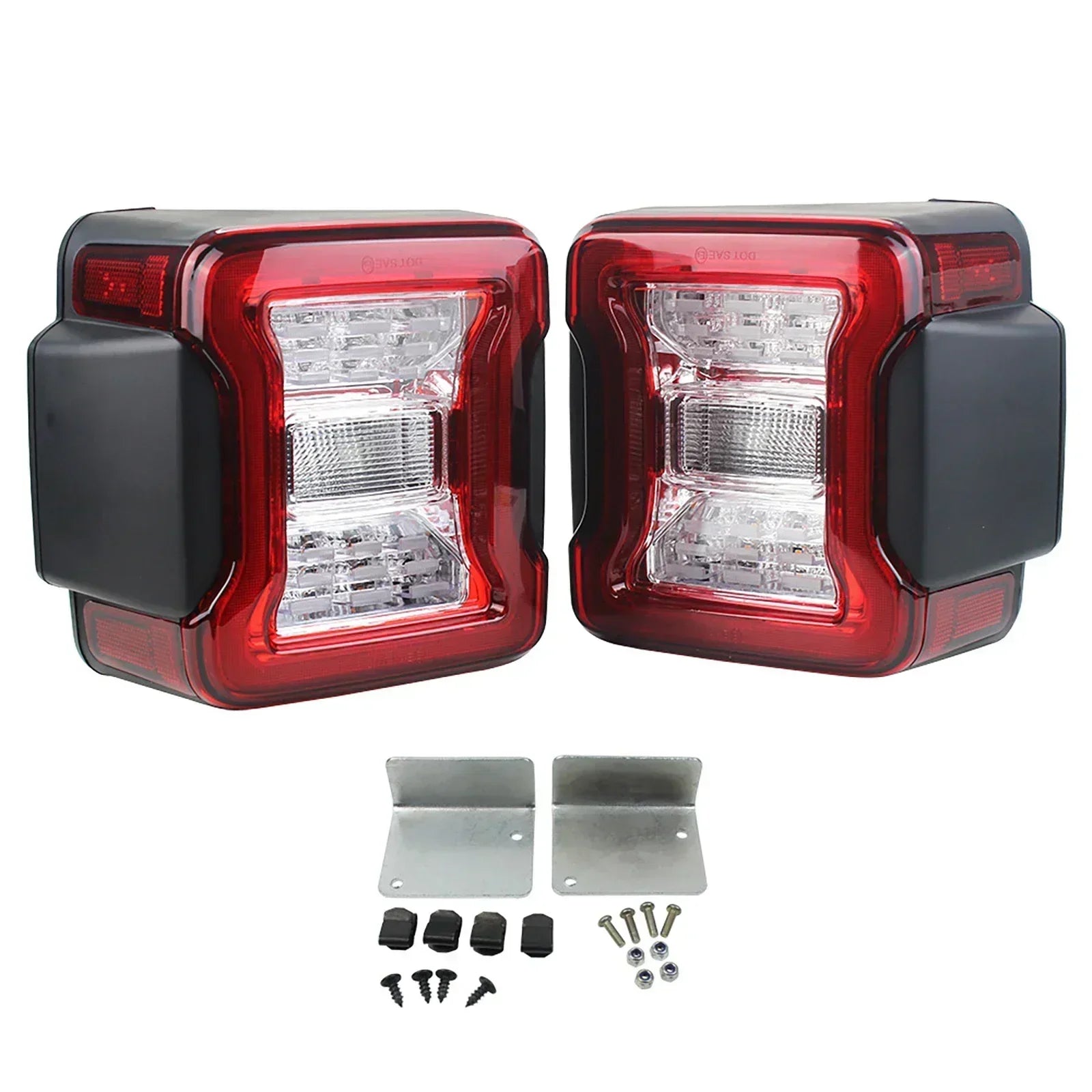 Jeep Wrangler JK 2007 - 2017 / JL 2018+ Smoked LED Tail Light Assembly with Turn Signal / Brake / Running / Reverse Functions (EU Version / Pair)