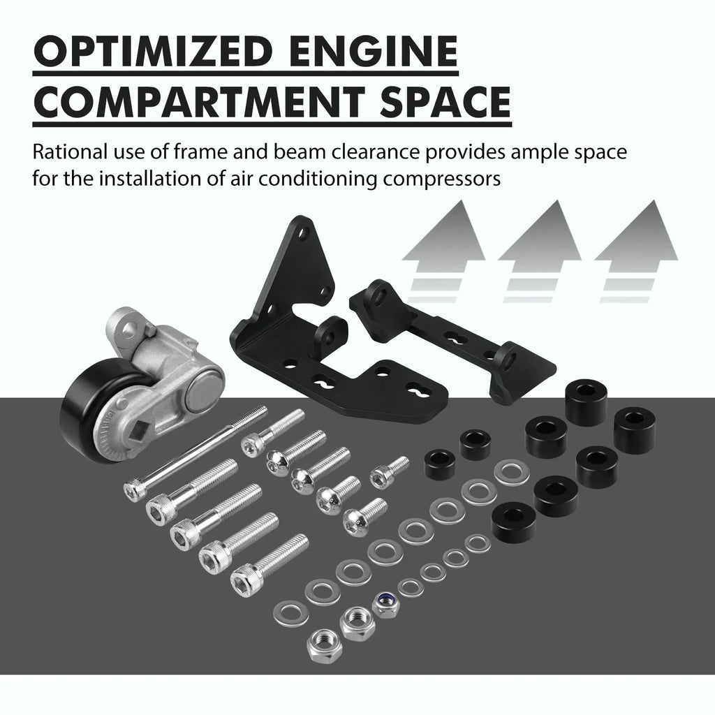Chevrolet LS Gen 3 / Gen 4 Truck & SUV Passenger Side Low Mount A/C Compressor Bracket Kit for Sanden SD7B10 / 7176 Compressor (1999 - 2013)