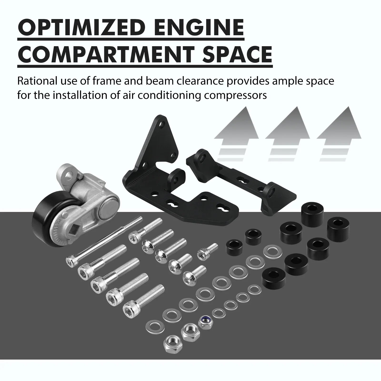 Chevrolet LS Gen 3 / Gen 4 Truck & SUV Passenger Side Low Mount A/C Compressor Bracket Kit for Sanden SD7B10 / 7176 Compressor (1999 - 2013)