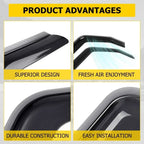 Side Window Deflectors Sun Visor Rain Guards for Ford F-150 / Trucks | 4-Piece Weather Shield