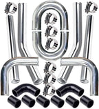 Universal 2.5" Aluminium Turbo Intercooler Piping Kit with Silicone Couplers, U-Pipe & Stainless Steel T-Bolt Clamps