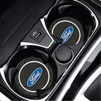 Ford Silicone Anti-Slip Car Coaster / Cup Mat for Focus MK2 / MK3 / MK4 / MK5, Fiesta MK7, Mondeo MK4 & Fusion (1-2 Piece Set)