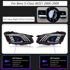 Mercedes-Benz S-Class W221 LED Headlight Assembly with DRL, Sequential Turn Signal & High / Low Beam 2006 - 2013