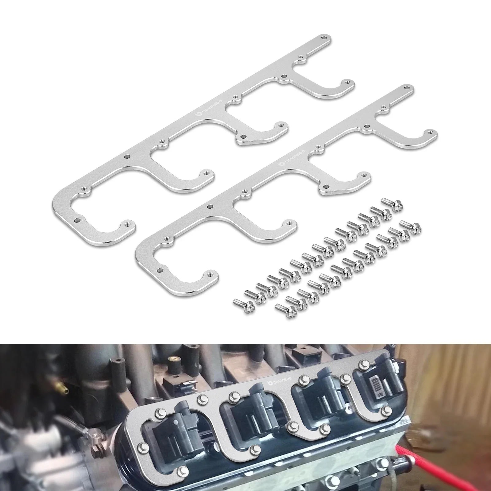 Chevrolet LS Engine Billet Aluminium D581 Square Coil Bracket Set 1997 - 2014 (4.8L / 5.3L / 5.7L / 6.0L / 6.2L / 7.0L V8)