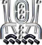 Universal 2.5" Aluminium Turbo Intercooler Piping Kit with Silicone Couplers, U-Pipe & Stainless Steel T-Bolt Clamps