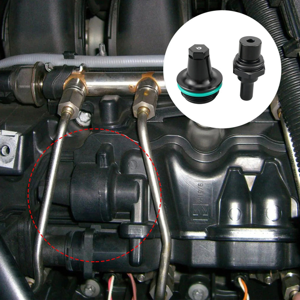BMW N54 Twin-Turbo Engine Billet Aluminum PCV Valve Cap Cover Replacement Kit for E82 / E88 / E90 / E91 / E92 / E93 / E60 / E61 / E71 / E89 / F01 / F02 (2005 - 2016)