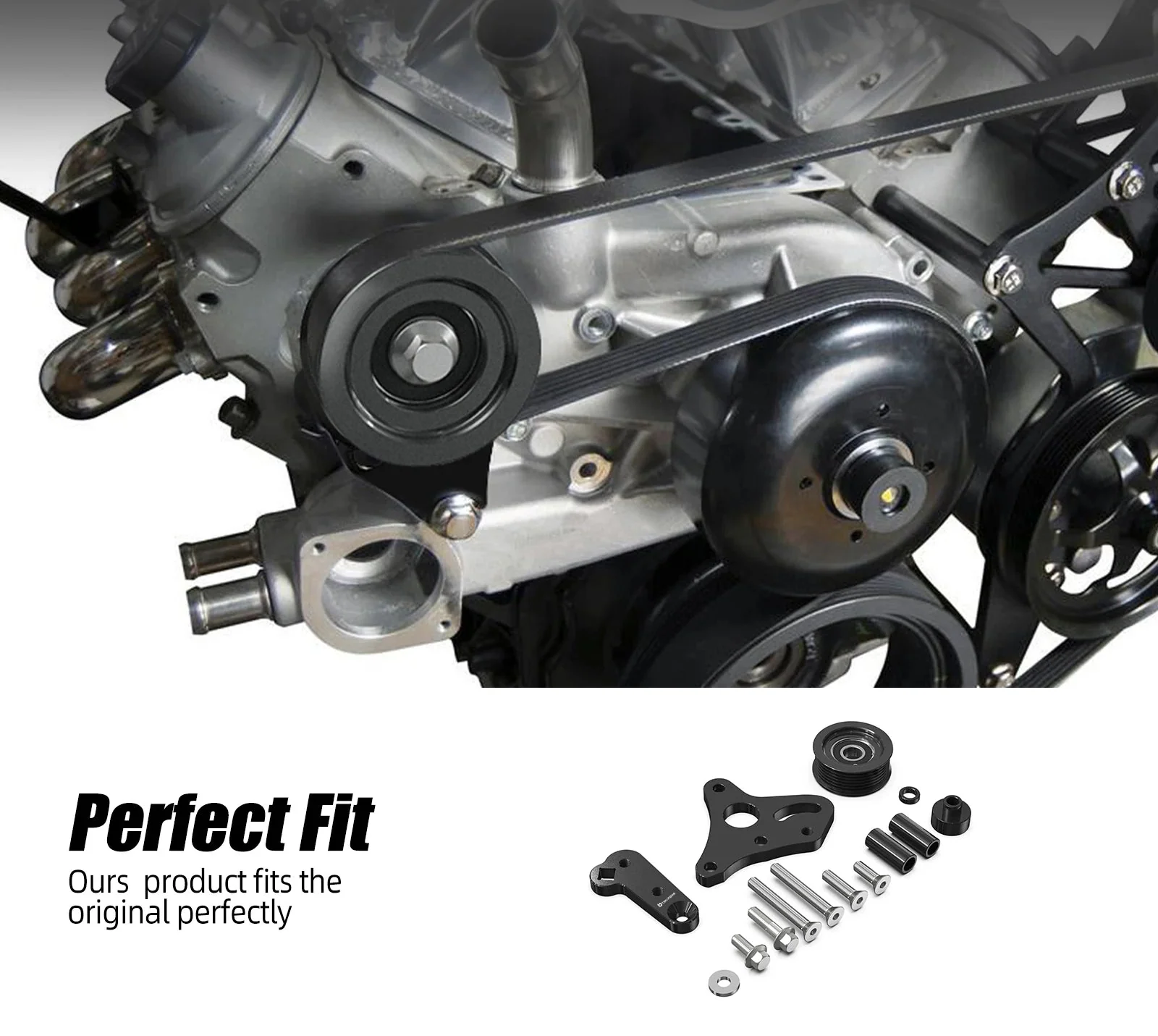 GM LS Truck / SUV Billet Aluminum Manual Belt Tensioner with Pulley for 4.8L / 5.3L / 6.0L / 6.2L Vortec Engines (Gen III / Gen IV / Hummer H2 / H3 / Replaces 12554027 / 12580162 / 12609719)