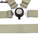 Pair Of White Light Silver 4 Point Harness Camlock Racing Seat Belts