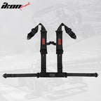 Universal 3" Wide 4 Point Buckle Racing Seat Belt Harness Nylon Black