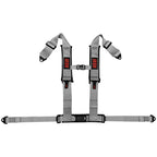 Universal 3" Wide 4 Point Buckle Racing Seat Belt Harness Nylon Grey