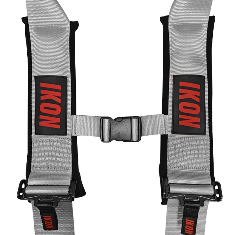 Universal 3" Wide 4 Point Buckle Racing Seat Belt Harness Nylon Grey