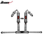 Universal 3" Wide 4 Point Buckle Racing Seat Belt Harness Nylon Grey