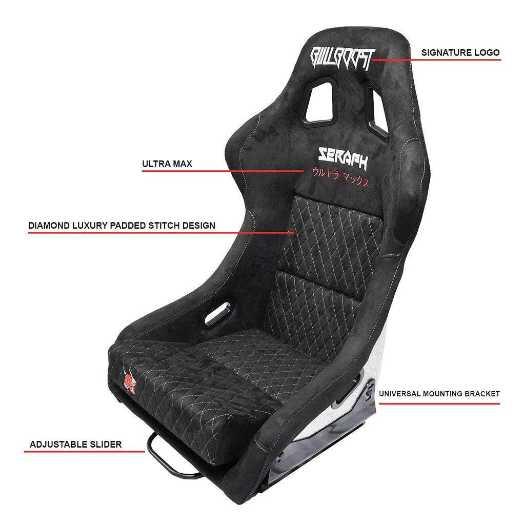 Bull Boost Adjustable Racing Lowered Ultra Max Bucket Seat with Slider Rails - Bull Boost Performance
