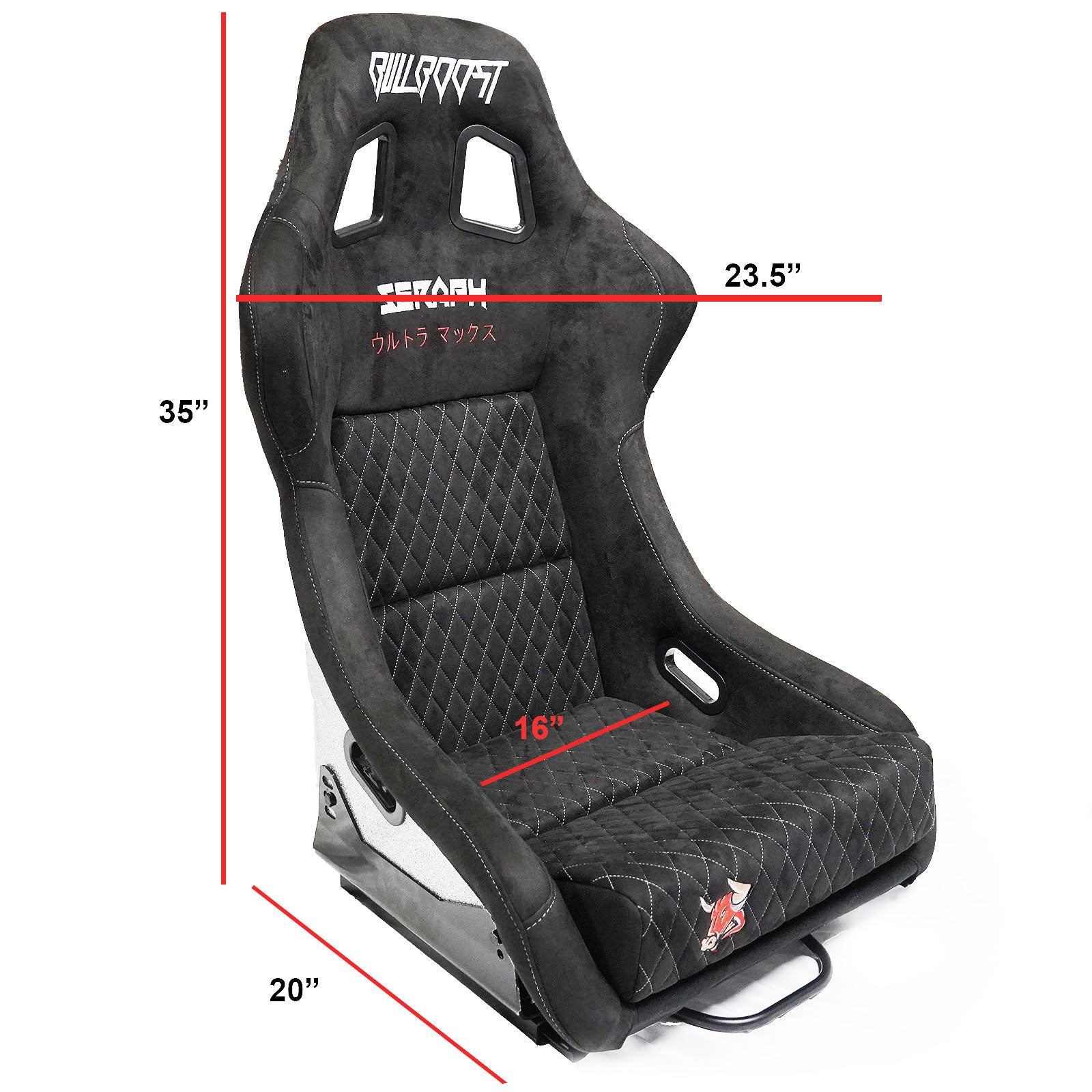 Bull Boost Adjustable Racing Lowered Ultra Max Bucket Seat with Slider Rails - Bull Boost Performance