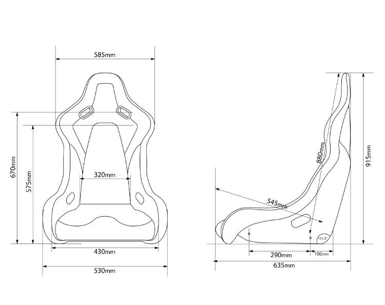 FALCON-S Series Fixed Back Bucket FRP Composite Seat