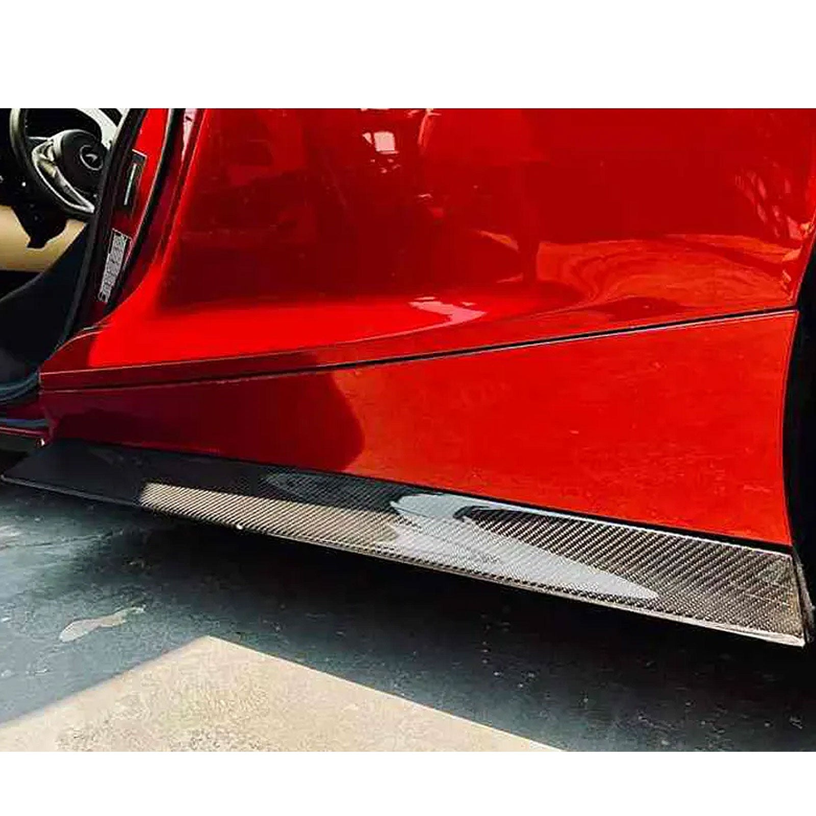 V2 Style Dry Carbon Fiber Side Skirt Door Extensions Set for McLaren GT - Bull Boost Performance