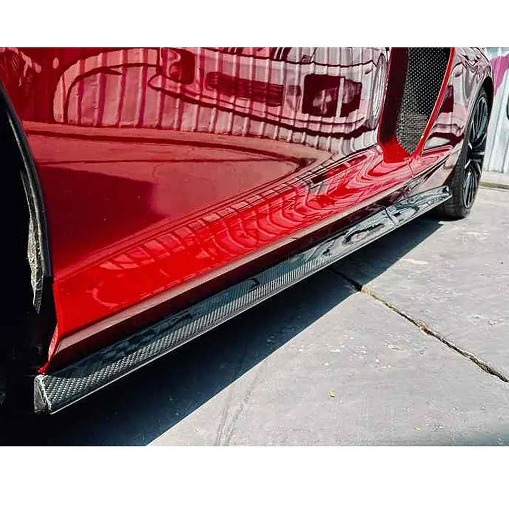 V2 Style Dry Carbon Fiber Side Skirt Door Extensions Set for McLaren GT - Bull Boost Performance