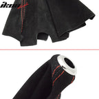 Universal JDM BlackÂ Red Stitch Suede Shift Cover Manual Leather