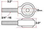 SPC Performance xAxis Sealed Flex Joint RH 3/4in-16x12mm BH x 2in W