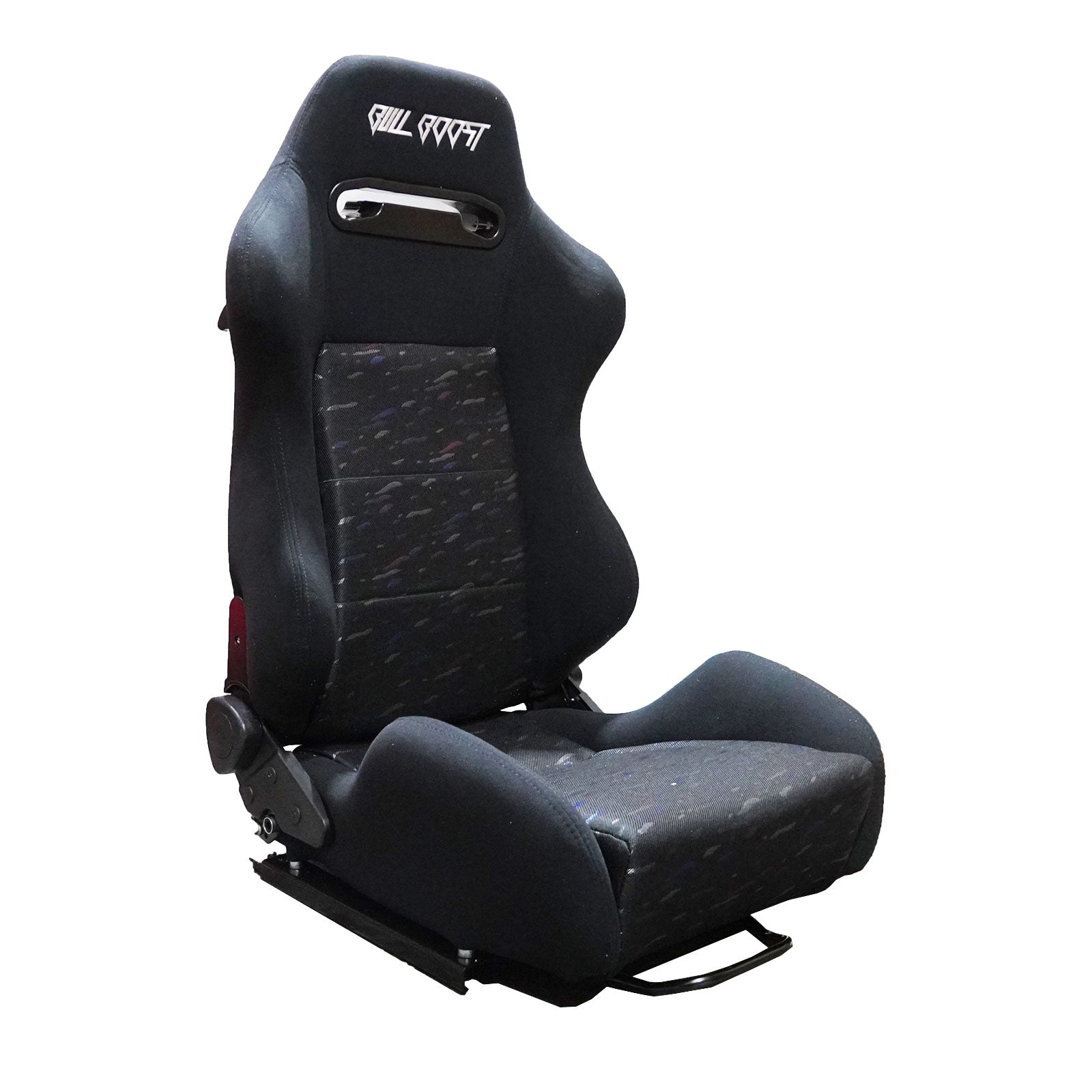 Adjustable Black Luxury Racing Lowered SR3 CONFETTI Style Velvet Seat w/ Sliders - Bull Boost Performance