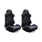 Adjustable Black Luxury Racing Lowered SR3 CONFETTI Style Velvet Seat w/ Sliders - Bull Boost Performance