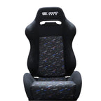 Adjustable Black Luxury Racing Lowered SR3 CONFETTI Style Velvet Seat w/ Sliders - Bull Boost Performance