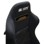 Adjustable Black Luxury Racing Lowered SR3 CONFETTI Style Velvet Seat w/ Sliders - Bull Boost Performance