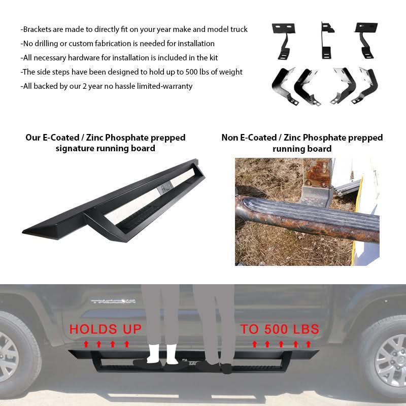 2009-2014 Ford F-150 Crew Cab IKON V1 Black Running Boards Solid Steel
