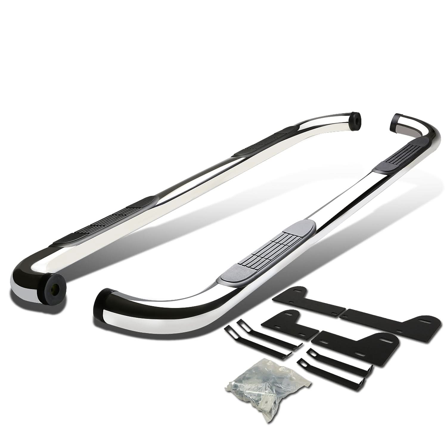 02-08 Dodge Ram 1500/2500/3500 Quad Cab 3" Round Nerf Bars Silver