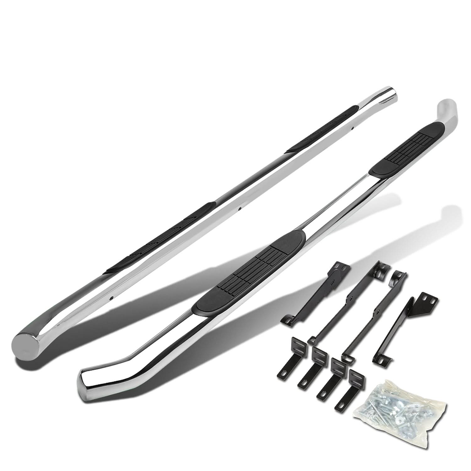 07-13 Acura MDX 3 Inch Round Nerf Bars Step Rails Silver