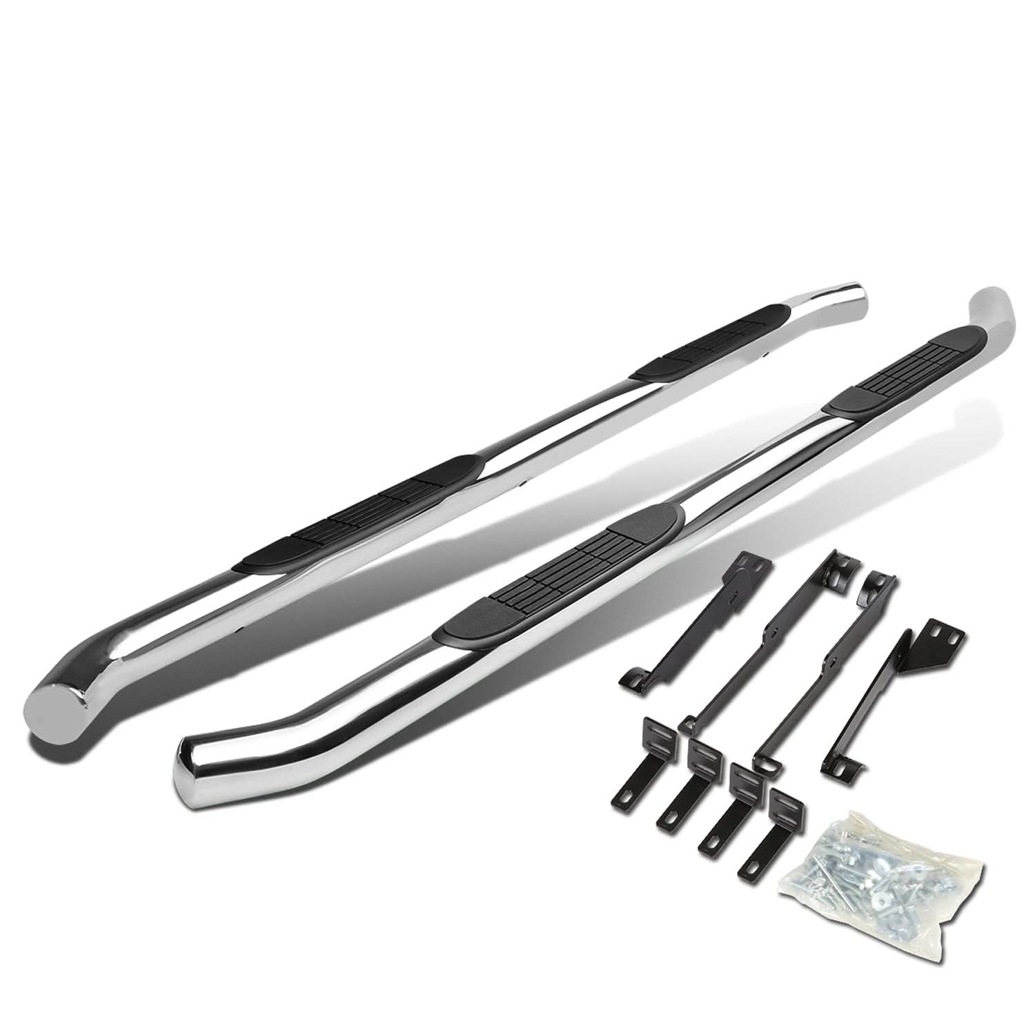 07-13 Acura MDX 3 Inch Round Nerf Bars Step Rails Silver