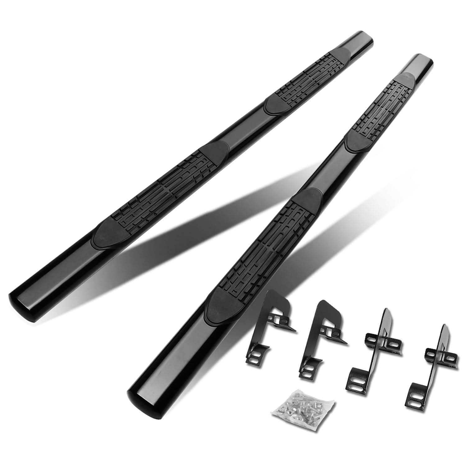 04-14 Ford F-150 Super Cab 4" Oval Straight Nerf Bars - Black