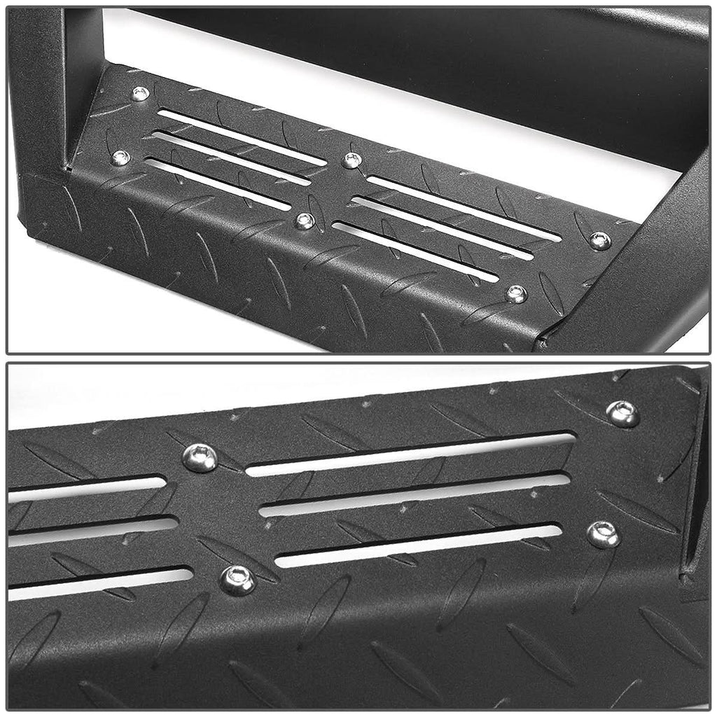 2007-2016 Jeep Wrangler 4-Door Step Down Nerf Bars - Black