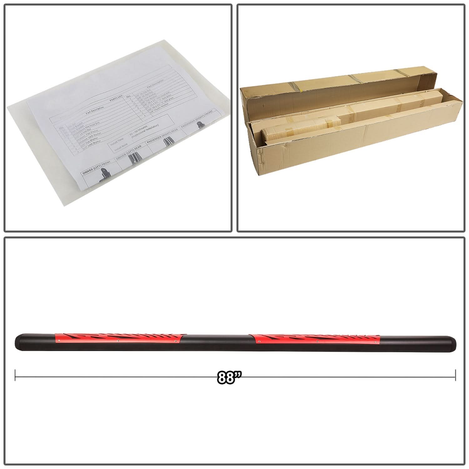 09-20 Dodge RAM 1500/2500/3500 Crew Cab 5" Nerf Bars - Black/Red