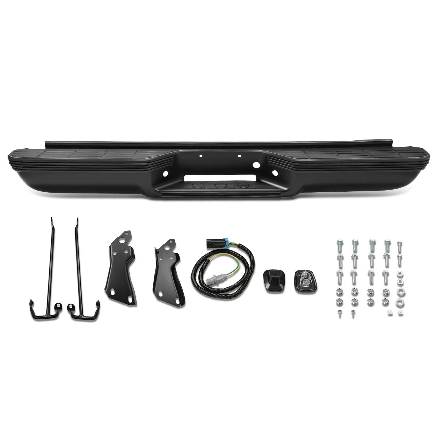 92-99 Chevrolet Suburban Rear Step Bumper - Black with Strip Hole