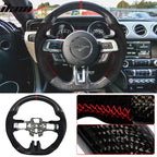 2015-2017Â Ford Mustang V3 Steering WheelMatte CF Synthetic Suede Red R