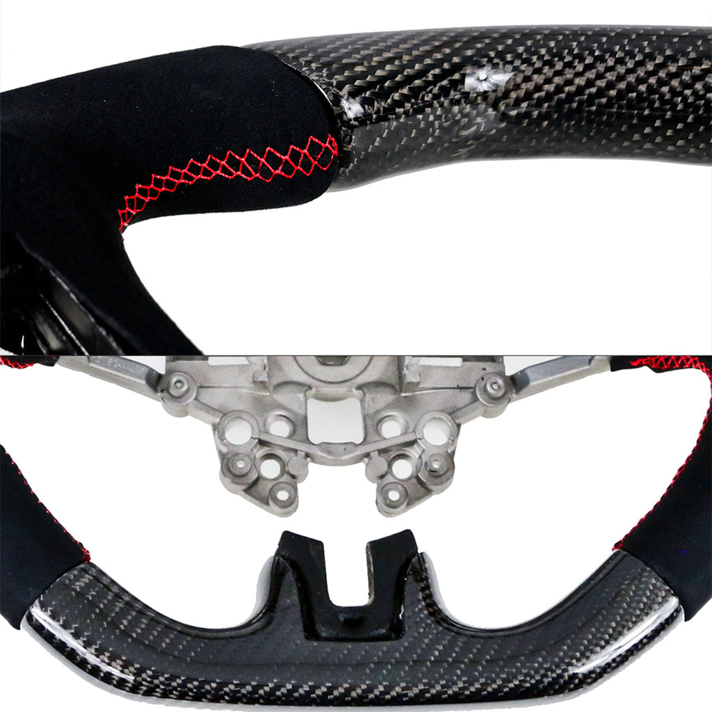 2018-2023 Ford Mustang V1 Steering Wheel w/ Red Stitching Carbon Fiber