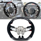 2018-2023 Ford Mustang V1 Steering Wheel w/ Red Stitching Carbon Fiber