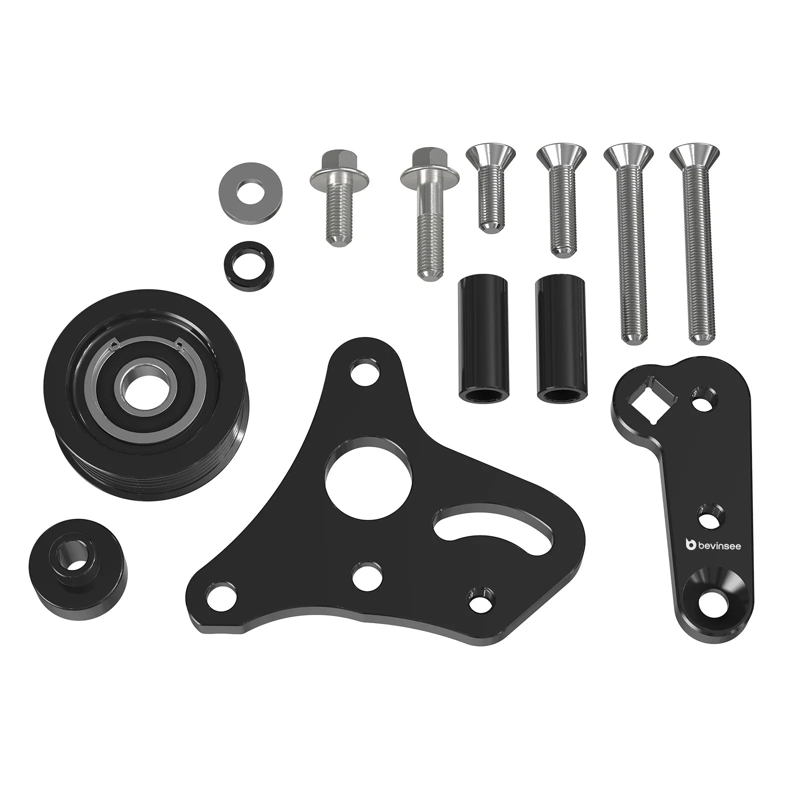 GM LS Truck / SUV Billet Aluminum Manual Belt Tensioner with Pulley for 4.8L / 5.3L / 6.0L / 6.2L Vortec Engines (Gen III / Gen IV / Hummer H2 / H3 / Replaces 12554027 / 12580162 / 12609719)