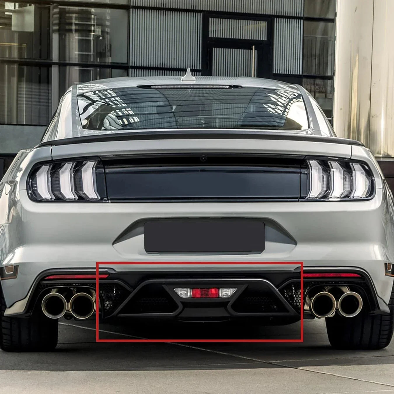 Ford Mustang GT / GT Premium / GT V8 Rear Bumper Diffuser Aero Foil Kit 2018 - 2023 (2-Piece ABS)
