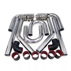 Universal 2.5" Aluminium Turbo Intercooler Piping Kit with Silicone Couplers, U-Pipe & Stainless Steel T-Bolt Clamps